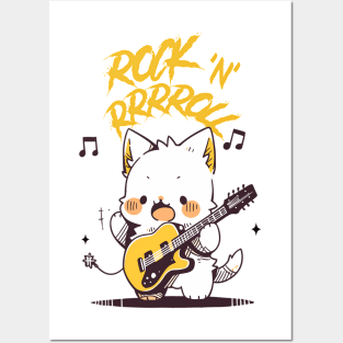 Rock 'n' Rrrroll! (Rock 'n' Roll Cat) Posters and Art